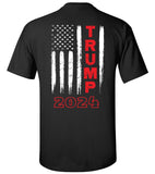 Political Trump 2020 American Flag Adult Short Sleeve T-Shirt-Black-XL