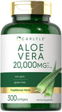 Carlyle Aloe Vera Softgel Capsules 20,000mg | 300 Count | Aloe Vera Gel Supplement | Non-GMO, Gluten Free