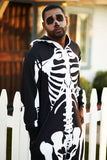 Tipsy Elves Halloween Skeleton Costume for Men - Comfy Easy Adult Onesie Jumpsuit - Front and Back Print with Zip Up Mask - Men's White Skeleton Jumpsuit Halloween Costume Size Large