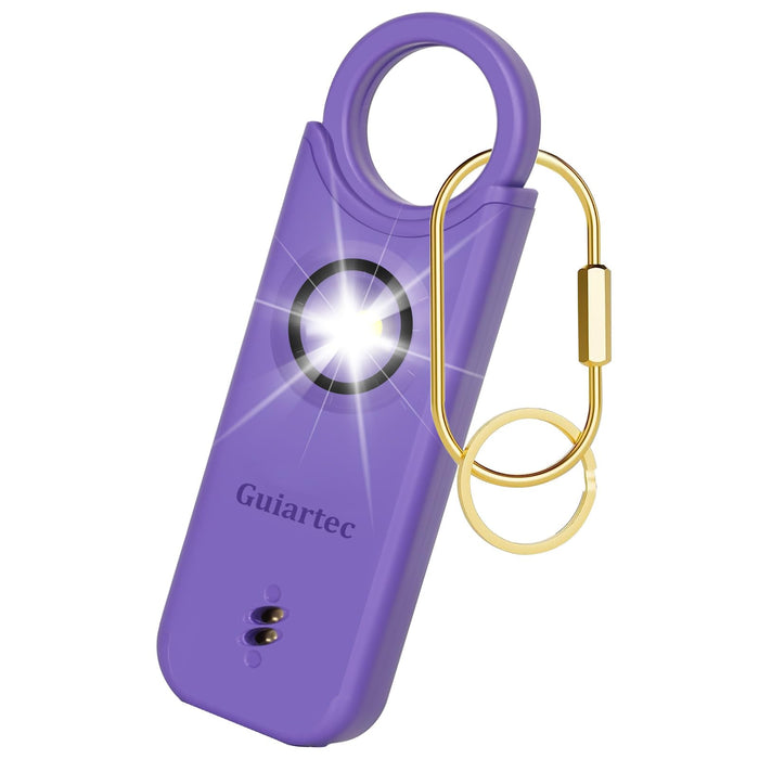 Rechargeable Personal Safety Alarm for Women, 135 dB Loud Self Defense Keychain Siren with LED Strobe Light, Personal Emergency Security Safe Devices Key Chain Alarms for Women Kids Elderly (Violet)