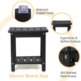 Apolimi Shower Chair,HDPE Shower Bench for Inside Shower to Sit On It, Shower Stool with Storage Shelf 2-Tier Spa Stool for Elderly,Water Resistant & Non-Slip Design Shower Seat Bench (Black S Size)