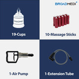 BROADMEDI+ Premium Cupping Therapy 19 Cups Set, Including Pump Handle, Extension Tube, Massage Sticks, Made in Korea