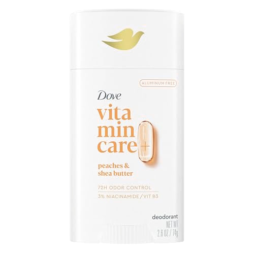 Dove VitaminCare+ Aluminum Free Deodorant Stick for 72H Odor Protection Peaches & Shea Butter Breathable Deodorant for Women 2.6 oz