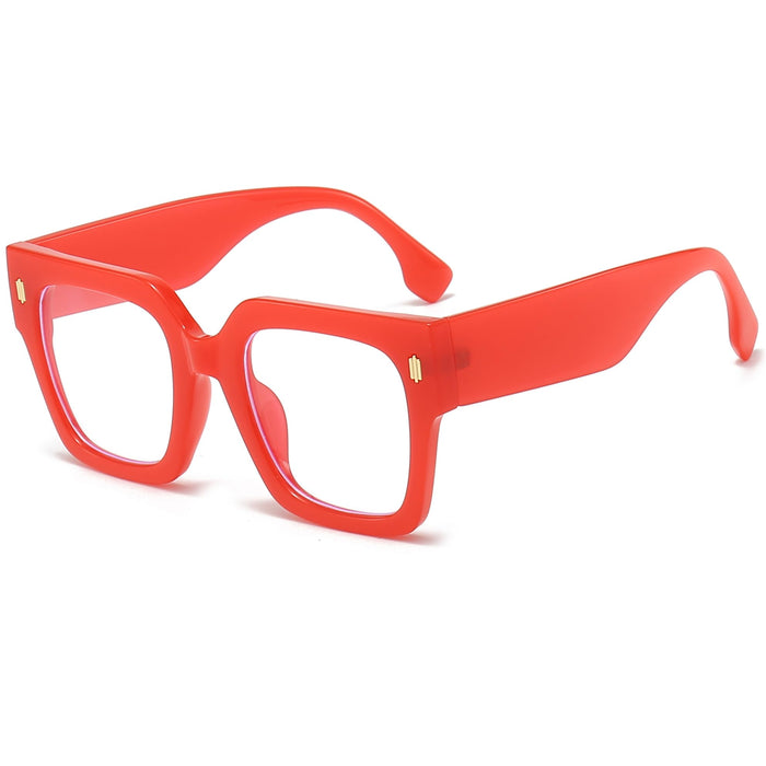 Breaksun Fashion Oversized Blue Light Blocking Glasses for Women Men Trendy Big Square Frame Computer Eyeglasses (Red)