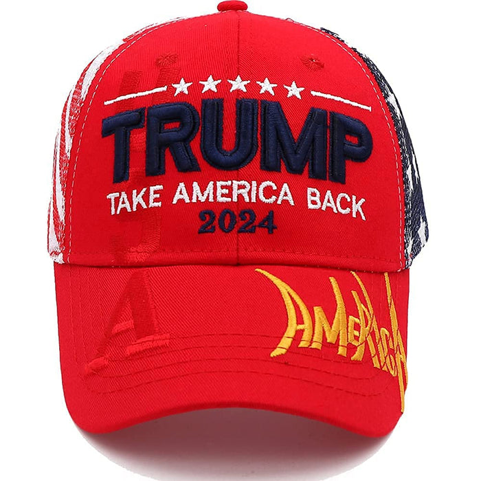 Trump 2024 Hat MAGA Hat Embroidered Take America Back Donald Trump Slogan USA Adjustable Mesh Red Baseball Cap for Woman Men