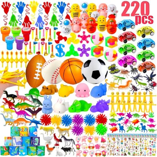 GOAUS Easter Egg Fillers Party Favors for Kids, 220 Pcs Small Toys Prizes Bulk, Goodie Bags Stuffers, Treasure Box Toys for Classroom, Prize Box Birthday Goody Bag