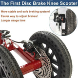 BlessReach Knee Scooter, All Terrain Foldable Knee Scooter Walker, Disc Brake Knee Walker for Foot Injuries Compact Crutches Alternative Red