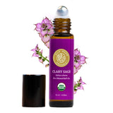 Organic Clary Sage Essential Oil Roll On, 100% Pure USDA Certified Aromatherapy for PMS, Stress & Mental Clarity - 10 ml Roller by Silk Road Organic - Always Pure, Always Organic