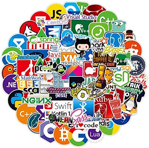 Alicia Alexander 100 pcs/Pack Program Internet Software No Repetition Computer Sticker Vinyl Cool Skateboard Guitar Travel Case Sticker Water Bottle Laptop Luggage Bike Bicycle Stickers