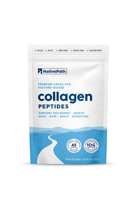 NativePath Collagen Peptides Protein - Hydrolyzed Type 1 & 3 Collagen Powder for Skin, Hair, Nails - Collagen Powder for Skin - 15.9 oz (45 Servings)