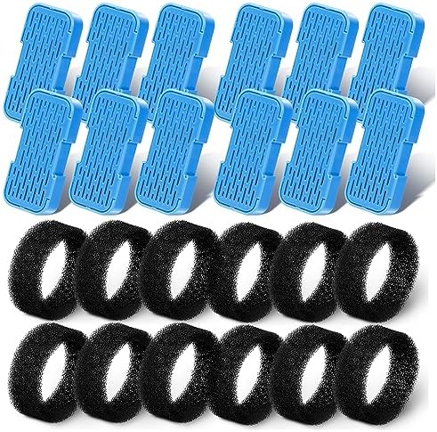 AONBOY Cat Water Fountain Filters, 12 Filters + 12 Cat Fountain Sponge, Suitable for AONBOY Pet Fountain S3-SC, Multiple Filtration, Isolates Floating Hairs and gets rid of Odors
