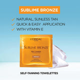 L'Oreal SUBLIME BRONZE Self-Tanning Towelettes For Body Medium Natural Tan 6 Each (Pack of 2)