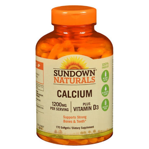 Sundown Naturals Calcium Plus D3, 1200 mg, Liquid-Filled, 170 Softgels (Pack of 2)