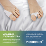 VICORRECT Adjustable Bunion Corrector For Women: Orthopedic Bunion Corrector For Women Big Toe - Overnight Hallux Valgus Corrector For Men With Toe Separators (2PC)