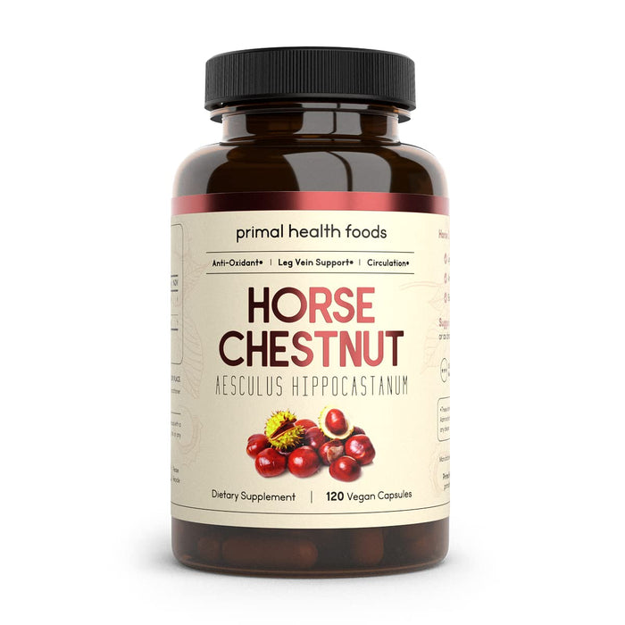 Primal Health Foods Organic Horse Chestnut Capsules 1000 mg 60 Servings | For Varicose Veins and Blood Circulation | Vegetarian, Non-GMO