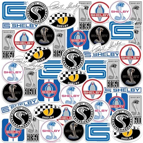Shelby Cobra 50ct Vinyl Large Deluxe Stickers Variety Pack - Laptop, Water Bottle, Scrapbooking, Tablet, Skateboard, Indoor/Outdoor