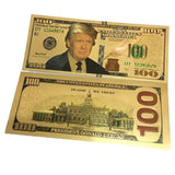 10pc Gold Trump Dollar Bills, 100 President Donald Trump Authentic 24kt Gold Plated Commemorative Bank Note for Collectors