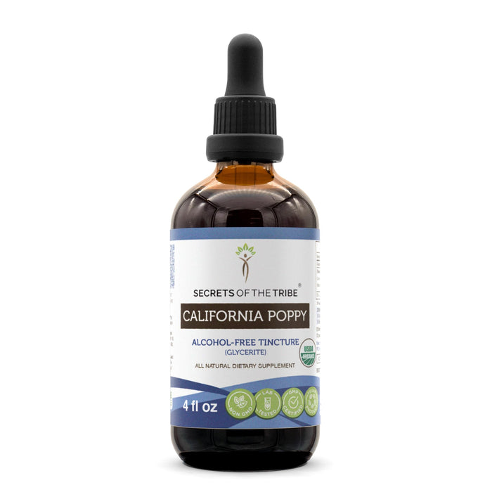 California Poppy USDA Organic Tincture | Alcohol-FREE Extract, High-Potency Herbal Drops | Made from 100% Certified Organic California Poppy (Eschscholzia Californica) Dried Herb and Flower 4 oz