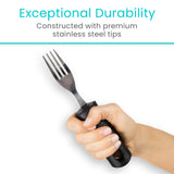 Vive Adaptive Utensil Set - Arthritis Aid Silverware for Parkinsons, Hand Tremors - Easy Grip for Shaking and Trembling Hands - Heavy Stainless Steel Spoon (Regular)