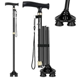 COVACURE Walking Cane for Men & Women -[Seniors Friendly]- Foldable, Adjustable Walking Canes with Heavy Duty Pivot Large Base, Aluminum Alloy Walking Stick with Carry Bag for Seniors & Adults