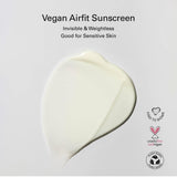 Melixir Vegan Airfit Sunscreen SPF 50, Korean Sunscreen for Face, Moisturizing Sun Cream for Sensitive Skin, Non Greasy and Unseen Sunscreen, Reef Safe, 50ml