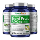 NusaPure Noni Fruit 6,000mg 240 Vegetarian caps (Extract 20:1, Non-GMO, Gluten-Free)