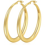 Gold Thick Hoop Earrings Chunky Gold Hoops Steling Silver Post Thick Hoop Earrings For Women Hypoallergenic Large Gold Hoop Lightweight Gold Chunky Hoops Big Gold Hoop Earrings 20/30/40/50/60MM