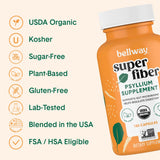 Bellway Super Fiber Capsules (6 Pack) - USDA Organic Psyllium Husk Capsules - Daily Psyllium Husk Powder Capsules Supplement for Digestive Health, Plant Based, Non-GMO, Kosher - 960 Capsules