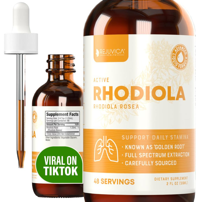 Active Rhodiola - Rhodiola Root Extract with Natural Rosavins - Liquid Delivery for Better Absorption - Supports Energy & Stress