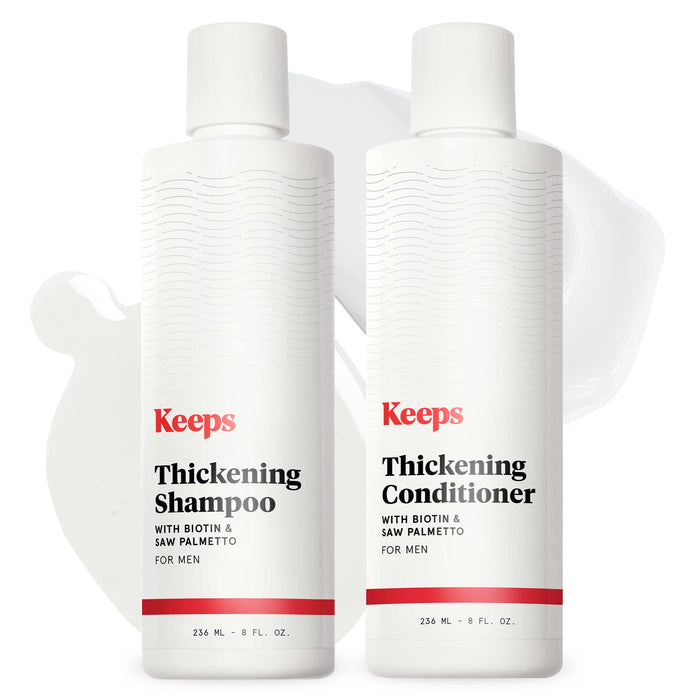 Keeps Hair Growth Shampoo and Conditioner Set - Treatment for Thinning Hair and Hair Loss - Mens Hair Products for Hair Loss, Thinning & Regrowth - Infused with Biotin, Caffeine, & Saw Palmetto