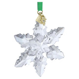 Swarovski Annual Edition 2024 Snowflake Ornament, Clear Faceted Crystal with Gold-Tone Metal Accents and Green Rayon Ribbon, Part of The Annual Edition Collection