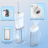 BY4U Rechargeable Water Dental Flosser 200ml Mini Portable Teeth Oral Irrigator 5 Jet Tips IPX7 Waterproof with Telescopic Water Tank for Home Travel