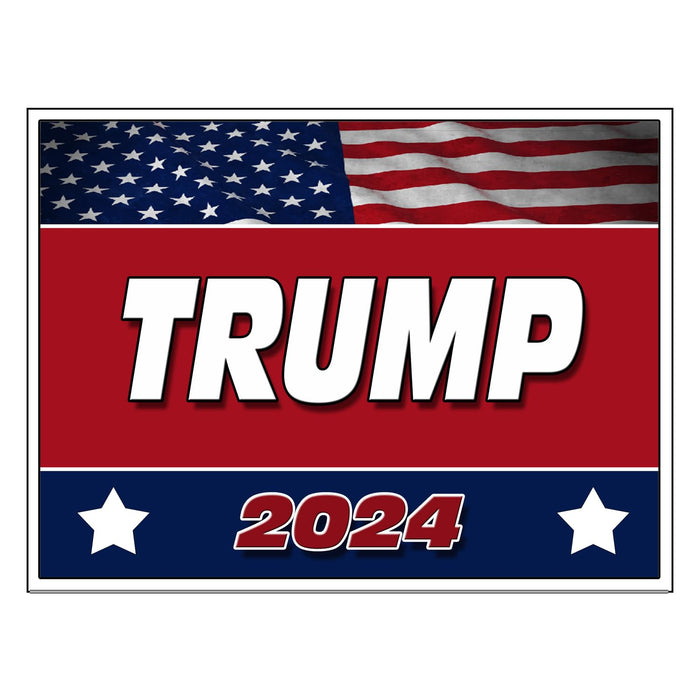 Donald Trump - Trump 2024 Stars - Double Sided -Durable Quality of Yard Sign and Road Sign with Stand - Rectangular 18" x 24" and 4mm Thick Corrugated Plastic - Made in the USA