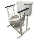 Essential Medical Supply's Height Adjustable Standing Toilet Safety Rail - Sturdy Frame with Foam Handles for Elderly and Seniors, Perfect for Added Safety and Support While Using The Toilet