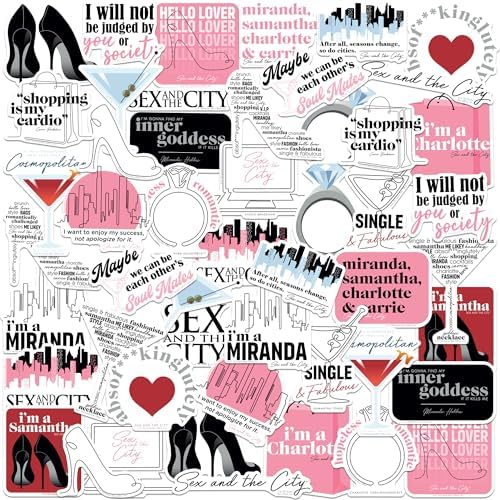 Sex and The City 50ct Vinyl Large Deluxe Stickers Variety Pack - Laptop, Water Bottle, Scrapbooking, Tablet, Skateboard, Indoor/Outdoor