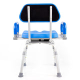 Revolution Pivoting Shower Chair for Bathtub, Adjustable Swivel Seat with Padded Back and Arms, Adjustable Space Saving Design for Tubs, Shower, for Elderly, Handicap & Seniors, Blue