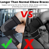 beister Compression Arm Sleeves with Elastic Strap for Men & Women (Pairs), Elbow Braces, 20-30 mmhg Non-Slip Breathable Thick Full Arm Supports for Tennis Elbow, Workouts, Arthritis,Lymphedema,DVT