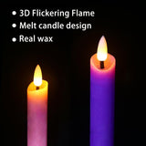 salipt Christmas Advent Flameless Taper Candles Flickering with Timer and 10-Key Remote, Battery Operated LDE Warm 3D Wick Light Window Real Wax Pack of 4,Churches Home Dinner Decor(0.78" X 9.64")