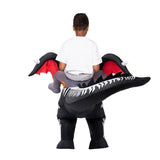 Spooktacular Creations Inflatable Costume for Kids, LED Light Eyes Dragon Skeleton Air Blow Up Costumes, Ride On Deluxe Costumes for Halloween Costume Parties(Up to 4ft7'')