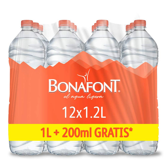 Bonafont Agua Natural el Agua Ligera paquete de 12 botellas reciclables de 1.2 Litros Agua de Origen Natural Hidratación con Balance de Minerales