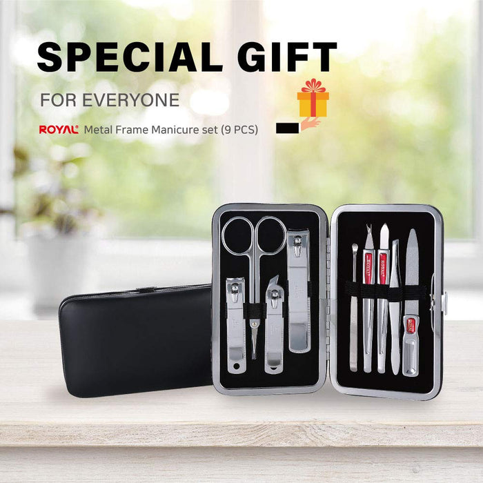 [Made in Korea] ROYAL Nail Clipper Set, 9pcs, Metalframe Manicure Set Black