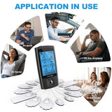 NURSAL Dual Channel Ems Tens Unit 24 Modes Muscle Stimulator for Pain Relief & Muscle Strength with 14 Pads, Rechargeable Tens Machine Pulse Massager with Storage Pouch/Pads Holder/Lanyard/Cable Ties