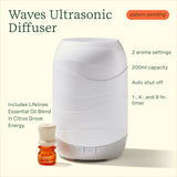 Lifelines 200 ML Waves Ultrasonic Essential Oil Diffuser - Features Cascading Mist & Colored Lights - Essential Oils Diffusers for Home - Lifelines Citrus Grove Essential Oil Blend 3 ML Included