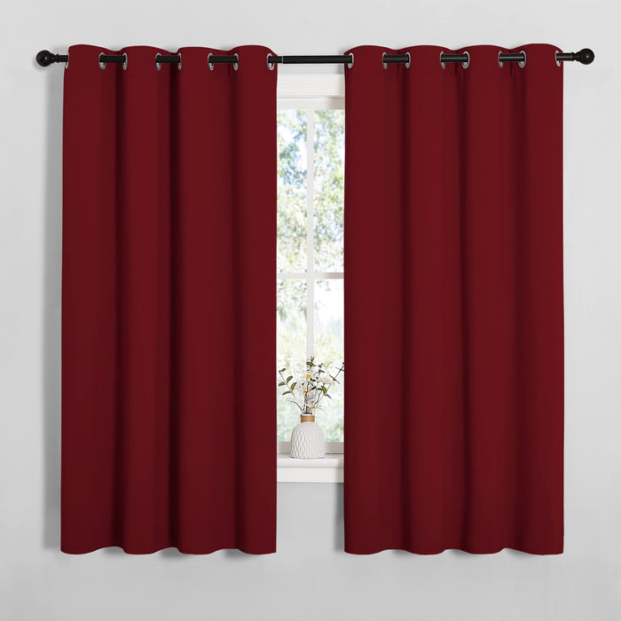 NICETOWN Christmas Burgundy Window Curtains Blackout Drapes, Thermal Insulated Solid Grommet Blackout Curtains/Draperies for Laundry Room (One Pair, 55 by 68-inch, Burgundy Red)