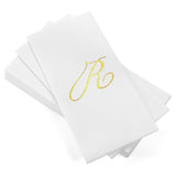 AH AMERICAN HOMESTEAD Disposable Hand Towels for Bathroom - Guest Bathroom Essentials -Bathroom Paper Towels for Guests - Monogrammed Disposable Napkins - Wedding Napkins in Paper Towel Tray (Gold, R)