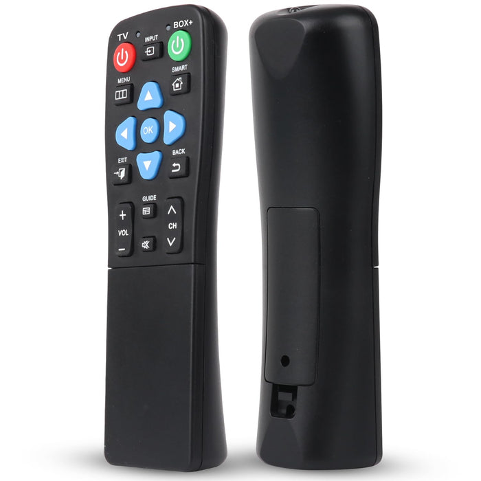 Universal Big Button Remote for Seniors, Elderly, 2-Device Control - Learning Functions, Use for TV, Streaming Box, Soundbar Audio Recevier, DVD/VCR/SAT Device & Blue-Ray DVD, Dementia Friendly Gifts