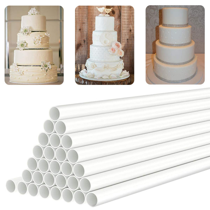 FurRain White Plastic Cake Dowel Rods for Tiered Cake Construction and Stacking Supporting Cake Round Dowels Straws with 0.4 Inch Diameter (12 Inch)