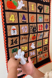 Happy Halloween Advent Countdown Calendar Decoration for Kids and Family by My Growing Season | Wall Hanging Fabric Decor with Detachable Friendly Ghost Finger Puppet