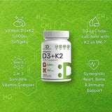 Deal Supplement Vitamin D3 & K2 Softgels – 5000 IU of Vitamin D3 & Vitamin K2 MK-7 – 250 Softgels – Dietary Supplement for Daily Nutritional Support