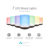 ASAKUKI 300ML Essential Oil Diffuser, Quiet 5-in-1 Premium Humidifier, Natural Home Fragrance Aroma Diffuser with 7 LED Color Changing Light and Auto-Off Safety Switch-Dark Brown